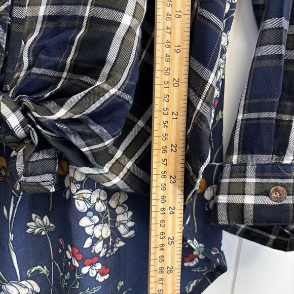 Figueroa &‎ Flower Womens Boho Indie Plaid Floral High Low Top Size M Cottage - Picture 5 of 9